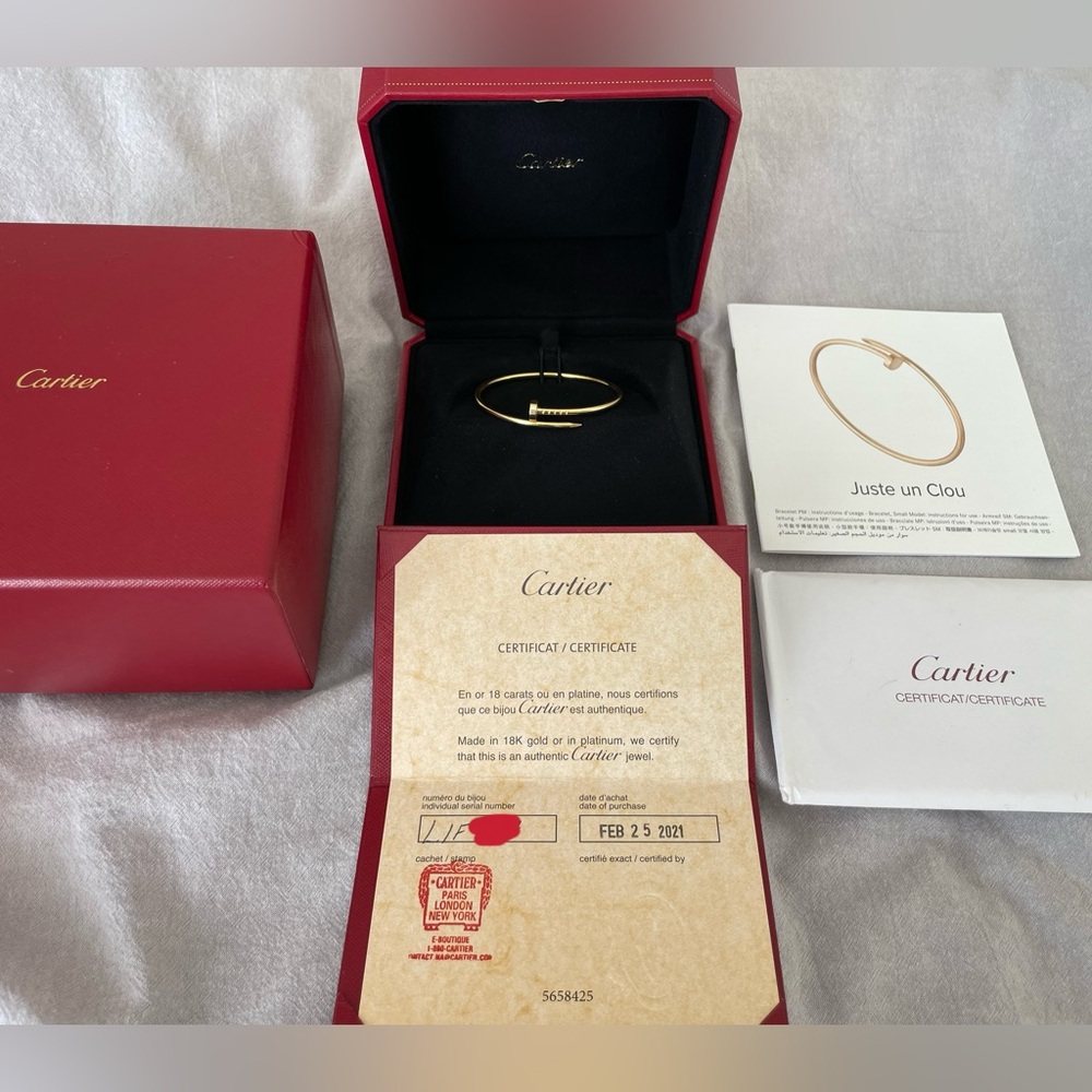 Cartier Juste Un Clou Bracelet Small Model 18K Yellow Gold